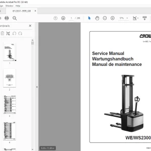 Crown Forklift WE/WS2300 Series Service Manual  - PDF DOWNLOAD
