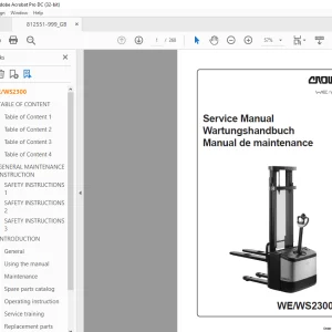Crown Forklift WE/WS2300 Series Service Manual - PDF DOWNLOAD