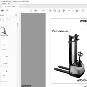 Crown Forklift WF3000 Series Parts Manual 812706-006 PDF