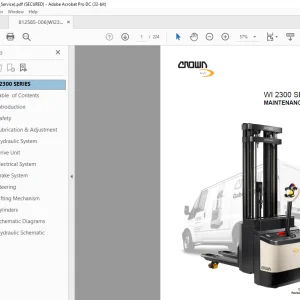 Crown Forklift WI 2300 Series Maintenance Manual 812585-006 PDF