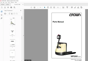 Crown Forklift WP2000 Series Parts Manual 812675-006 -  PDF DOWNLOAD