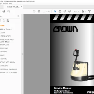 Crown Forklift WP2000 Series Service Manual 812525-999 PDF