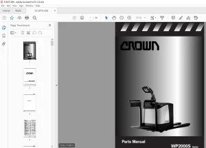 Crown Forklift WP2000S Series Parts Manual 812679-006 - PDF DOWNLOAD