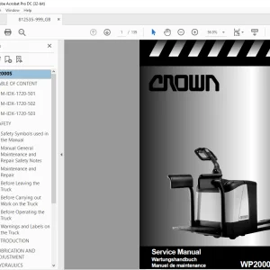 Crown Forklift WP2000S Series Service Manual - PDF DOWNLOAD