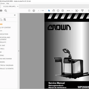 Crown Forklift WP2000S Service Manual 812535-999 - PDF DOWNLOAD