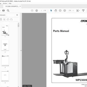 Crown Forklift WP2300 Series Parts Manual 812686-006 PDF