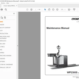 Crown Forklift WP2300S Series Maintenance Manual 812529-006 PDF