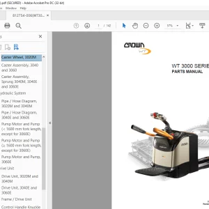 Crown Forklift WT3000 Series Parts Manual 812754-006 PDF