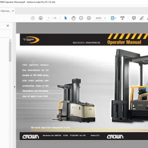Crown Very Narrow-Aisle Reach Trucks TSP6000 Operator Manual