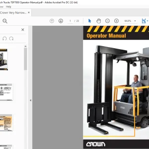 Crown Very Narrow-Aisle Reach Trucks TSP7000 Operator Manual