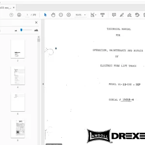 DREXEL SL-33-ESS-HP ELECTRIC FORK LIFT TRUCK TECHNICAL MANUAL - PDF