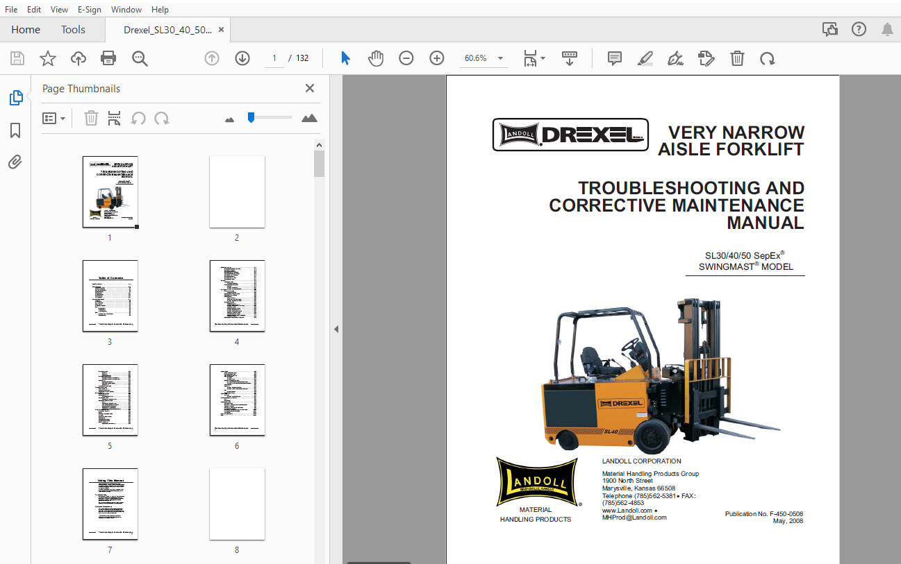 DREXEL SL30/40/50 SepEx SWINGMAST TROUBLESHOOTING & MAINTENANCE MANUAL ...