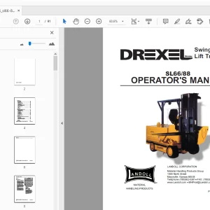 DREXEL SL66/88 SWINGMAST LIFT TRUCK OPERATOR'S MANUAL f-396-0106 - PDF