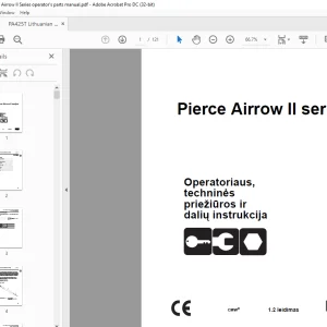 Ditch Witch PA425T Pierce Airrow II serijos Operatoriaus, techninės priežiūros ir dalių instrukcija Manual