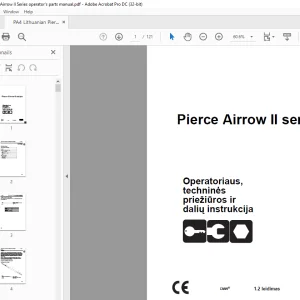 Ditch Witch Pierce Airrow II serijos Operatoriaus, techninės priežiūros ir dalių instrukcija