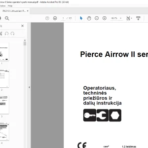 Ditch Witch Pierce Airrow II serijos Operatoriaus, techninės priežiūros ir dalių instrukcija Manual