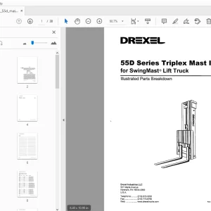 Drexel 55D Series Triplex Mast IPB SwingMast Lift Truck Parts Manual - PDF