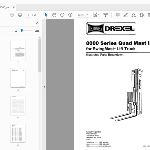 Drexel 8000 Series Quad Mast IPB SwingMast Lift Truck Parts Manual - PDF