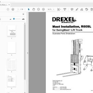 Drexel Mast Installation, R60SL SwingMast Lift Truck Parts Manual - PDF