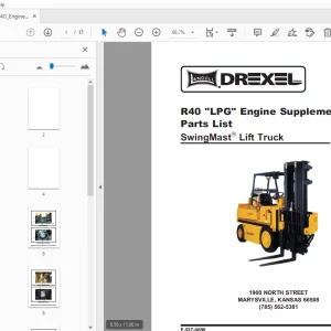 Drexel R40 LPG Engine SwingMast Lift Truck Supplement Parts Manual F-537-0609 - PDF