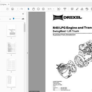 Drexel R40 LPG Engine & Transmission SwingMast Lift Truck Parts Manual - PDF