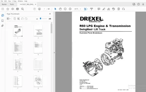 Drexel R60 LPG Engine & Transmission SwingMast Lift Truck Parts Manual - PDF