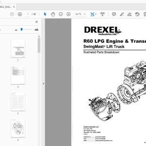 Drexel R60 LPG Engine & Transmission SwingMast Lift Truck Parts Manual - PDF