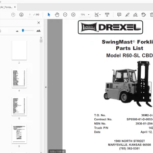 Drexel R60-SL CBD SwingMast Forklift Parts Manual 1422981 - PDF