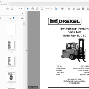 Drexel R60-SL CBD SwingMast Forklift Parts Manual 1422981 - PDF