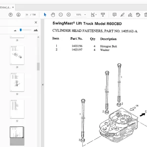 Drexel R60CBD Deutz Engine SwingMast Lift Truck Parts Manual - PDF