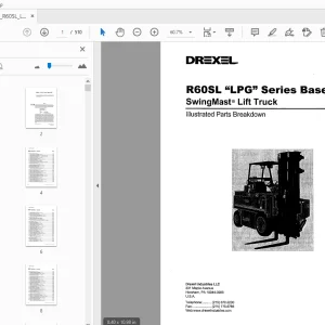 Drexel R60SL LPG Series Base IPB SwingMast Lift Truck Parts Manual - PDF