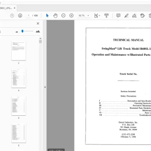 Drexel R60SL-LPG SwingMast Lift Truck Service & Parts Manual 1409266 - PDF