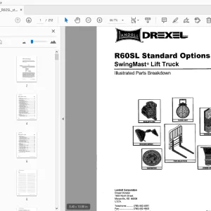 Drexel R60SL Standard Options IPB SwingMast Lift Truck Parts Manual 1416903 - PDF