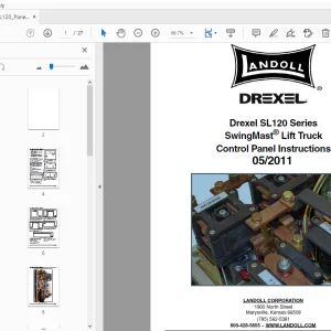Drexel SL120 Series SwingMast Lift Truck Control Panel Instructions Manual - PDF