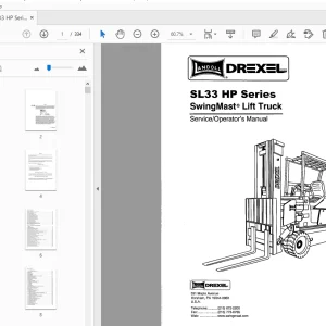Drexel SL33 HP Series SwingMast Lift Truck Service Operator's Manual - PDF
