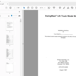 Drexel SL33HP SwingMast Lift Truck Parts Manual - PDF