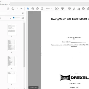 Drexel SL44/3 SwingMast Lift Truck Technical Manual 17350-03 - PDF