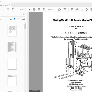 Drexel SL44/4 SwingMast Lift Truck Technical Manual 948804 - PDF