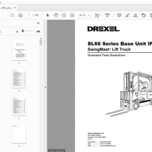 Drexel SL66 Series Base Unit IPB SwingMast Lift Truck Parts Manual 16027-11 - PDF