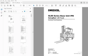 Drexel SL88 Series Base Unit IPB SwingMast Lift Truck Parts Manual 13001-05 - PDF