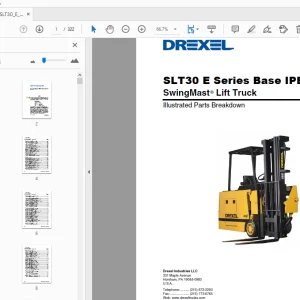 Drexel SLT30 E Series Base IPB SwingMast Lift Truck Parts Manual - PDF