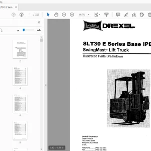 Drexel SLT30 E Series Base IPB SwingMast Lift Truck Parts Manual - PDF