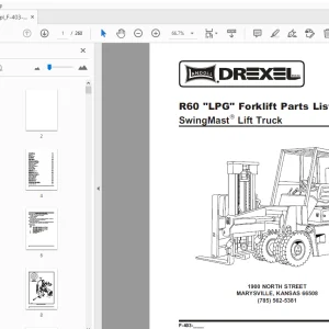 Drexel SwingMast Lift Truck R60 LPG Forklift Parts Manual - PDF