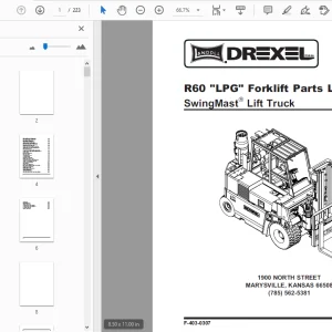 Drexel SwingMast Lift Truck R60 LPG Forklift Parts Manual - PDF