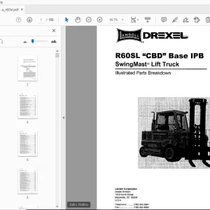 Drexel SwingMast Lift Truck R60SL CBD Base IPB Parts Manual - PDF