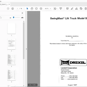 Drexel SwingMast Lift Truck SL44/3 Technical Manual 17543-03 - PDF