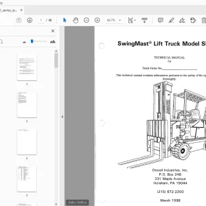 Drexel SwingMast Lift Truck SL44/4 Technical Manual 1412600 - PDF