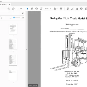 Drexel SwingMast Lift Truck SL44/4 Technical Manual 17543-08 - PDF