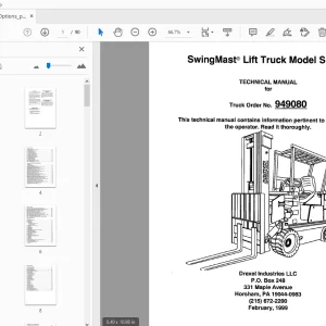 Drexel SwingMast Lift Truck SL44/4 Technical Manual 949080 - PDF