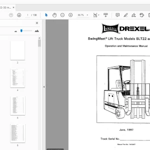 Drexel SwingMast Lift Truck SLT22 & SLT30 Operation & Maintenance Manual - PDF